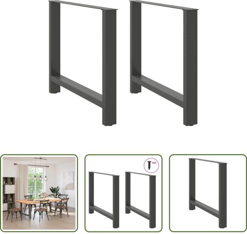 Esstischbein - Esstischbeine Anthrazit 2 Stk. 100x(72-73) cm Stahl
