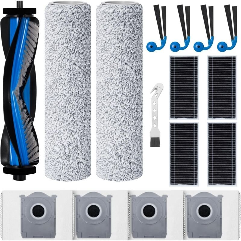 Zubehörset für Ecovacs Deebot X9 Pro Omni/X11 Pro Omni Saugroboter: 1 Walzenbürste, 2 Flusenwalzen, 4 Filter, 4 Staubbeu...