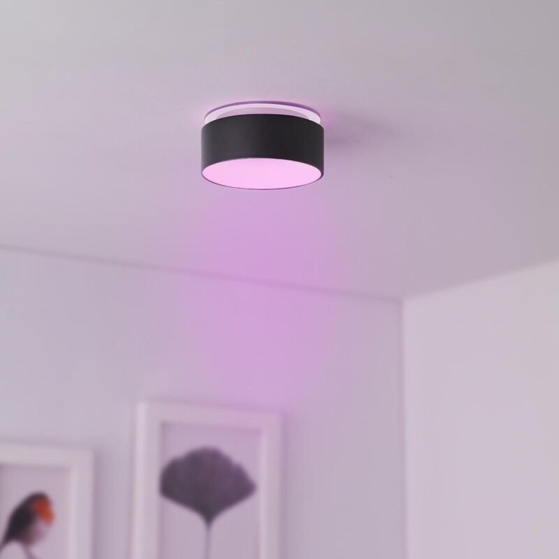 Einbaustrahler Rahmen rund indirektes Licht - Farbe: Schwarz - LED Leuchtmittel: GU10 5W RGB+CCT Smart Tuya