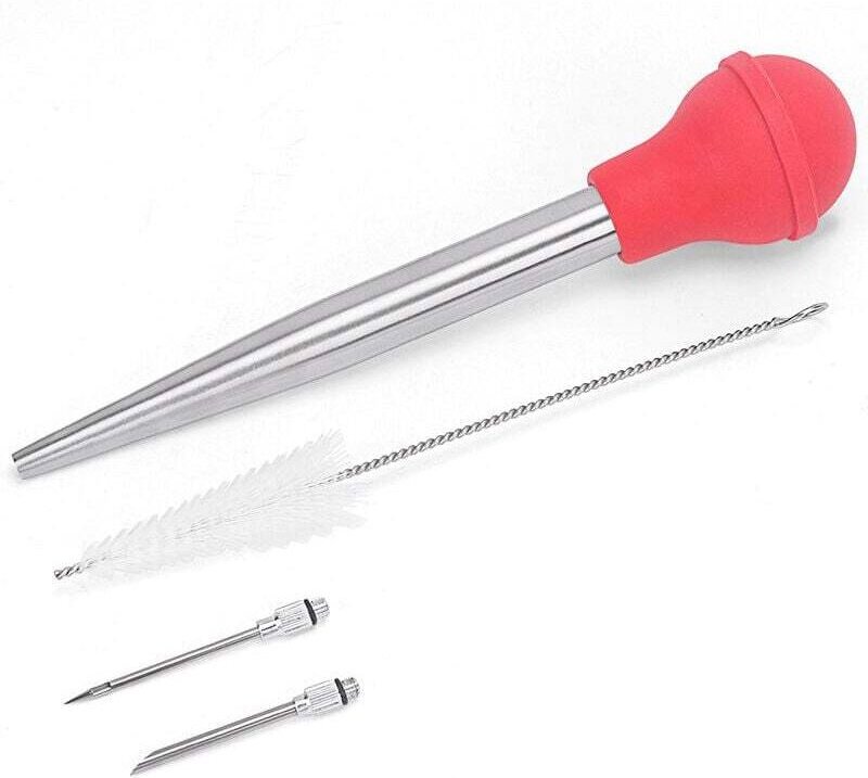 Silikon-Truthahnpumpe, Doppelnadel aus Edelstahl 304, mit Reinigungsset, Gewürzspritze, Truthahnnadel