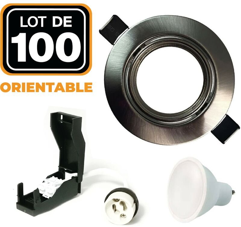 Europalamp - 100 Einbaustrahler schwenkbar Alu gebürstet GU10 led 5W eqv. 40W Kaltweiß 6000K