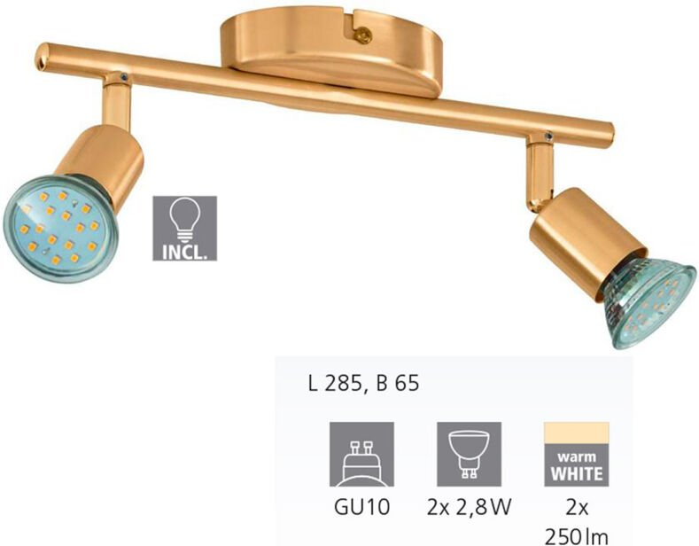 2er led Spot Buzz messing 28,5 x 6,5 cm GU10, warmweiß Deckenlampen & Kronleuchter - Eglo