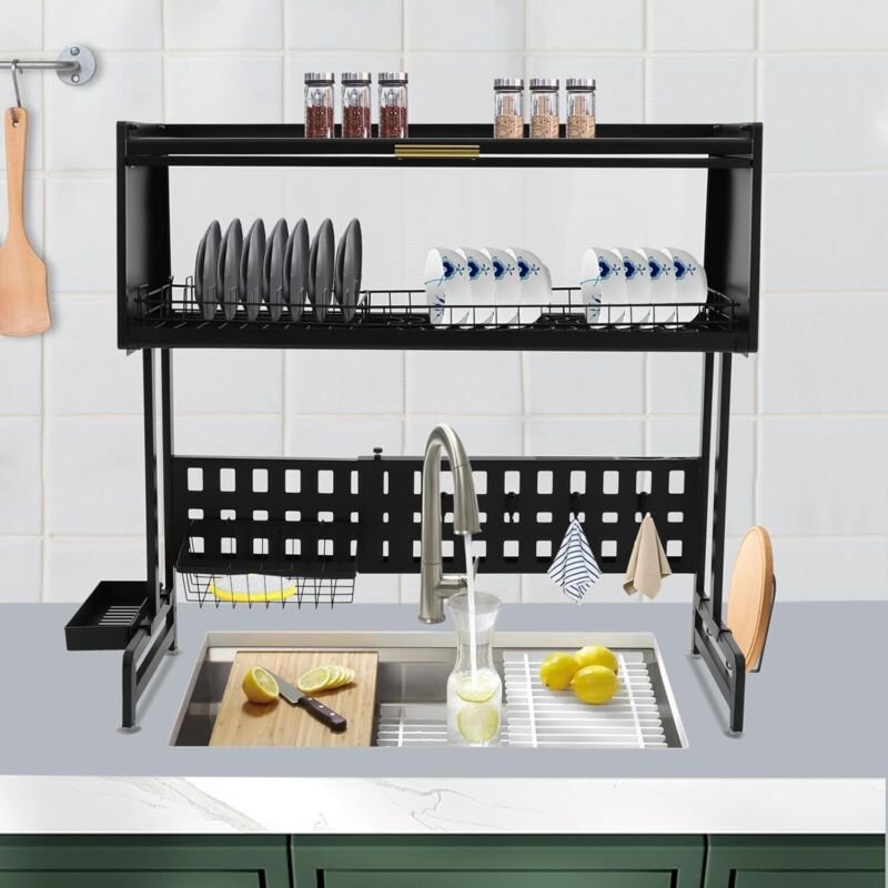 Ausziehbarer Asphalthalter mit Staubschrank, Mehrzweckgeschirrhalter über dem Spülbecken, maximale Belastung 100 kg