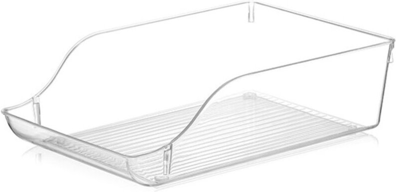 4 Stück Kühlschrank-Organizer 22,5 x 10 cm, offenes Design in Transparent
