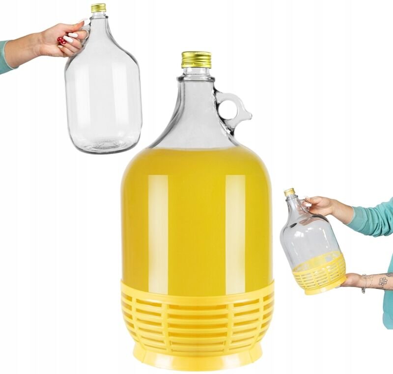 5-Liter-Weinballon im Korb mit Schraubverschluss, geeignet für Wein oder Wodka