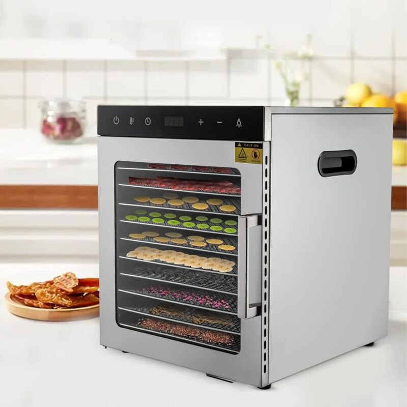 Dörrautomat Groß Edelstahl Dehydrator Food Dryer Dörrgerät Obst Trockengerät Für Zuhause Trockenschrank, 30-90℃, 10 Edel...
