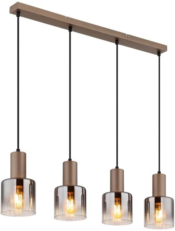 Pendelleuchte Hängeleuchte Wohnzimmerlampe Metall kaffeefarben Glas H 150 cm