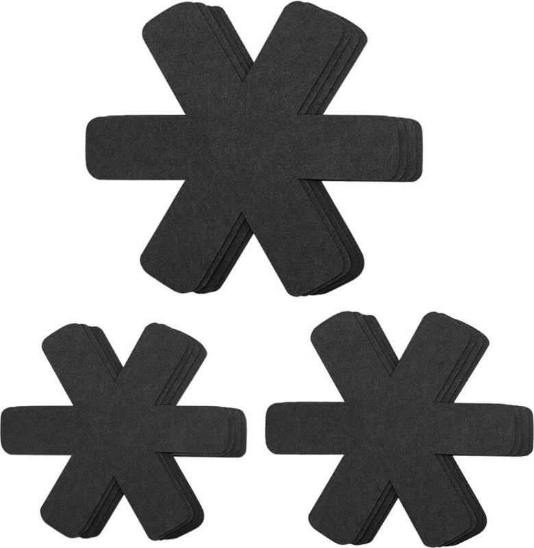Set mit 12 verstellbaren, rutschfesten Filzgleitern für Pfannen, Töpfe und Schüsseln, zum Schutz vor Kratzern (schwarz)
