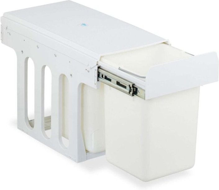 Ausziehbarer Abfalleimer mit Deckel - Weiß, platzsparend