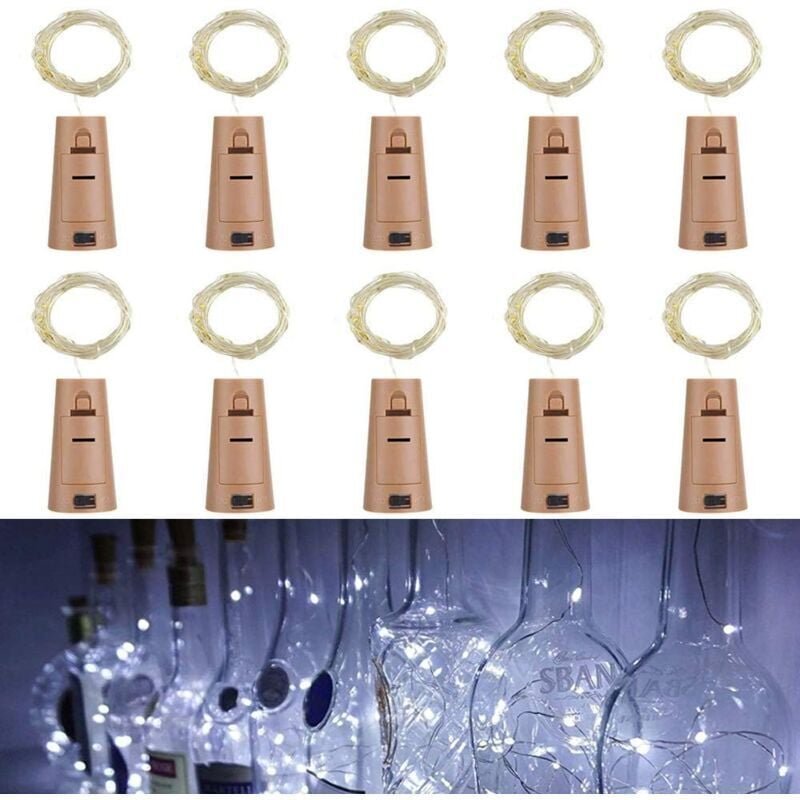 10er-Pack LED-Flaschenlichter, 2 m, 20 LED-Flaschenlichter, Lichterkette aus Silberdraht für DIY-Dekoration für Partys, ...