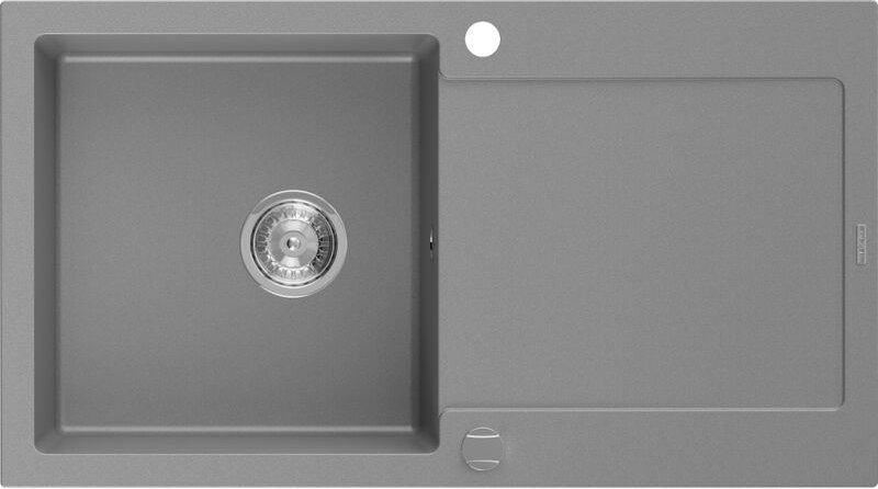 Leo Granitspüle mit einem Becken und einer Abtropffläche 900 x 500 mm, Grau - 6501901010-71 - Mexen