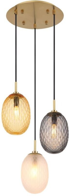 Deckenleuchte Pendelleuchte Hängeleuchte Goldfarbe Glas Ambre Rauchfarbe d 36 cm