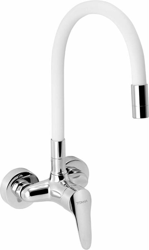 Novaservis - Titania Iris New - Spültischarmatur mit flexiblem Arm, weiß/Chrom 94484,0B