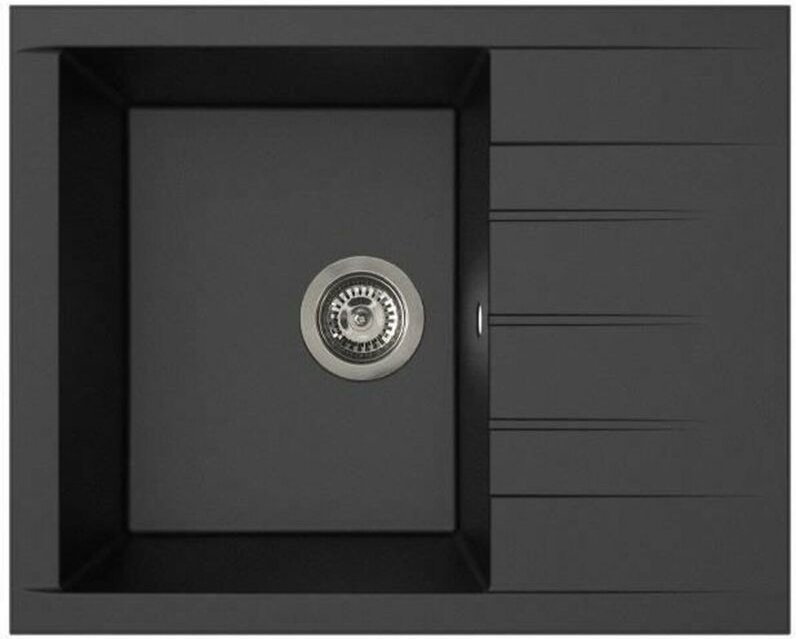 Spülbecken mit einem Becken und Abtropffläche Stradour 1C XS Schwarz