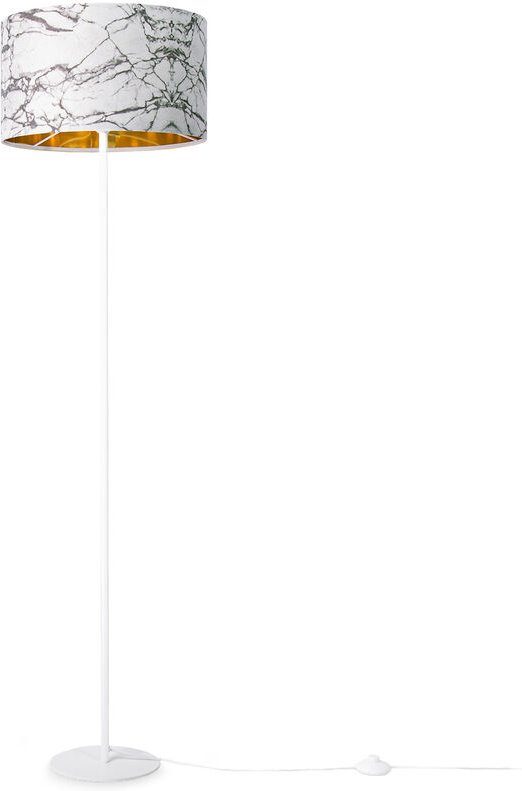 Stehlampe Standleuchte Wohnzimmer Schlafzimmer E27 Marmor Stein Design Grau Weiß Gold (Ø38cm), Stehleuchte - Weiß - Paco...