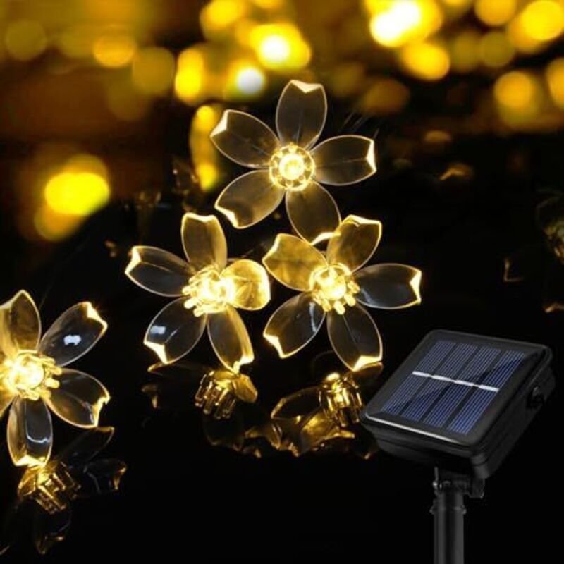 Lichterkette Solar Außen Wetterfest, Solar Lichterketten Aussen Blume 40 LED, Wasserdicht 8 Modes Outdoor Lichterkette f...