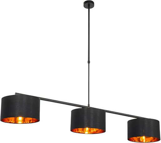Moderne Hängelampe schwarz mit gold 125 cm 3-flammig - vt 3