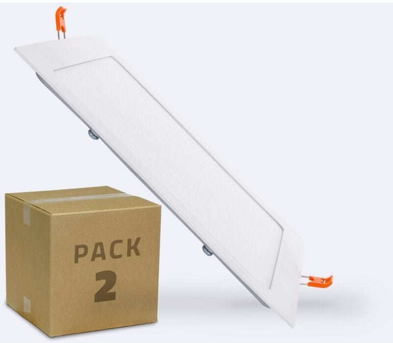 Efectoled - led Einbaustrahler flach 18W Eckig SuperSlim Ausschnitt 205x205mm 2er-Pack 4000K Neutralweiß