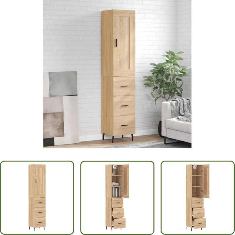 Holzwerkstoff - Highboard Sonoma-Eiche 34,5x34x180 cm Holzwerkstoff
