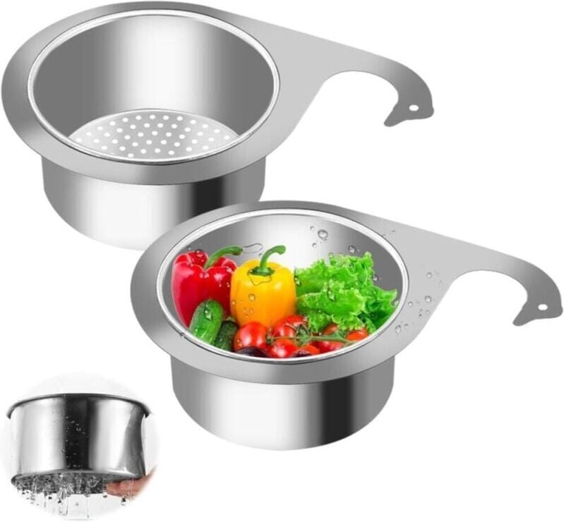 Schwanenförmiges Spülbecken-Siebkorb: 2 Stück Schwanenförmiges Spülbecken-Siebkorb aus Edelstahl, abnehmbarer Küchenspül...