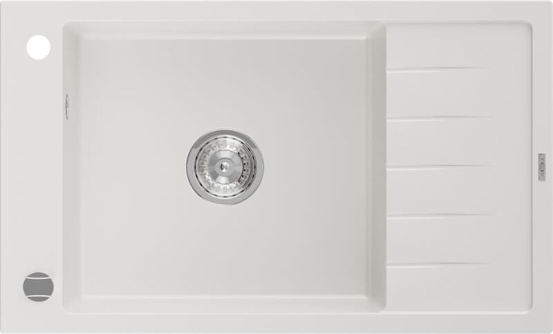 Elias 1-Becken-Granitspüle mit kurzer Abtropffläche 795 x 480 mm, Weiß - 6511791005-20 - Mexen