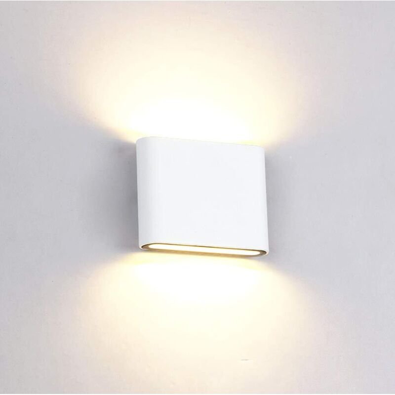 Modern Wandlampe Aluminium LED Wandleuchte Mit Up Down für Wohnzimmer, Schlafzimmer, Flur, Balkon - 6W Warmweiß (Weiß)