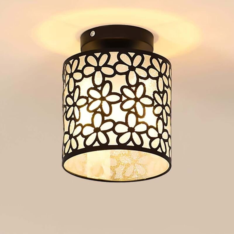 Deckenleuchte Industriell E27 Vintage Deckenlampe - Schwarz Lampenschirm aus Metall Für Schlafzimmer Wohnzimmer Cafét Fl...