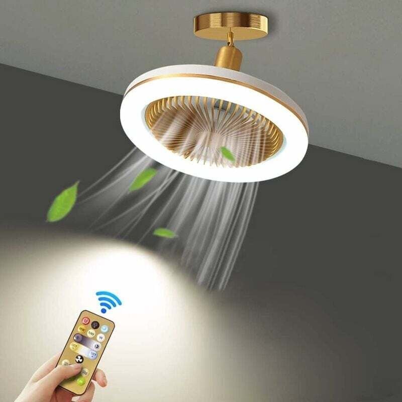 Leiser Deckenventilator mit eingebauter 30-W-LED-Lampe und dimmbarer Fernbedienung E27, kleine Deckenventilatorlampe, Sc...