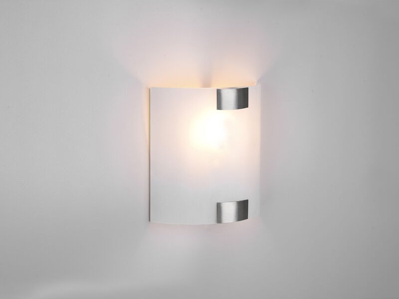 Meinewunschleuchte - Flache led Wandleuchte mit Glas Lampenschirm Weiß & Silber, Höhe 20cm