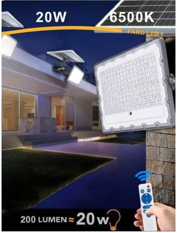 Trade Shop Traesio - Trade Shop - faro led solare crepuscola 20W solare energie pannel IP65 SL-20W -