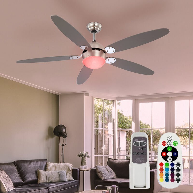 Deckenventilator Deckenlampe dimmbar Lüfter Fernbedienung Ventilator Deckenleuchte, 3 Stufen Vor-Rücklauf Flügel wendbar...