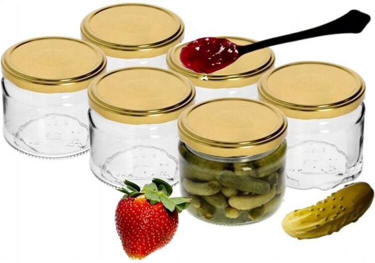 Marmeladengläser mit Deckel, 6 Stück, 330 ml