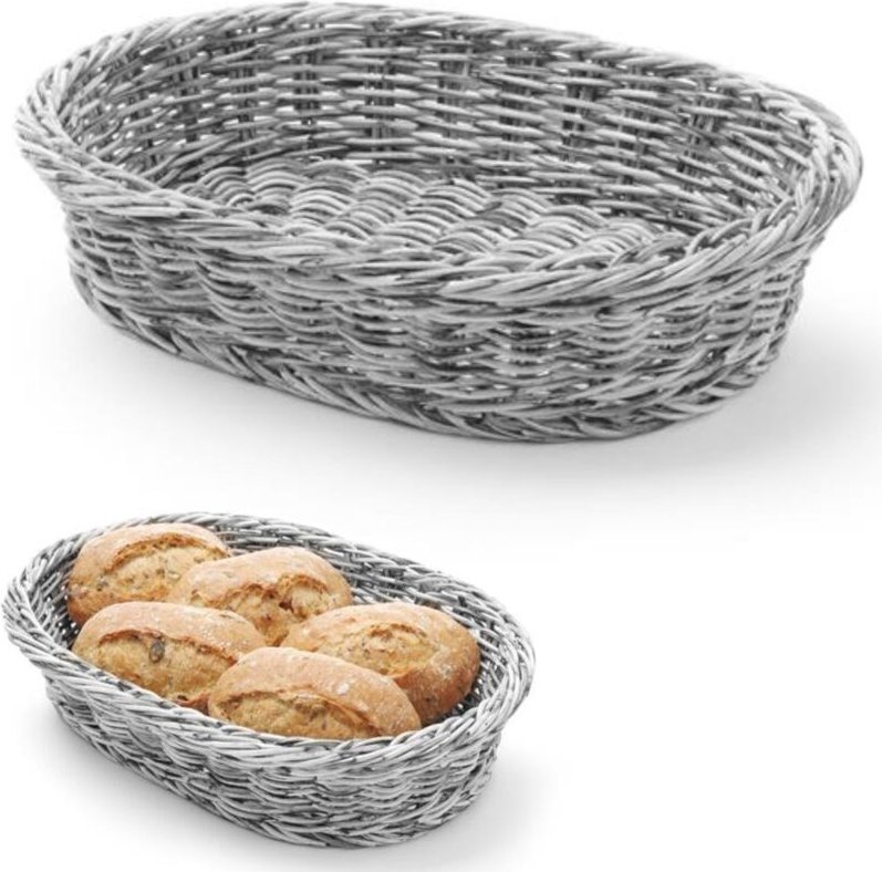 Ovaler Brotkorb aus Polypropylen, grau, 320 x 230 x 70 mm - Hendi 426647