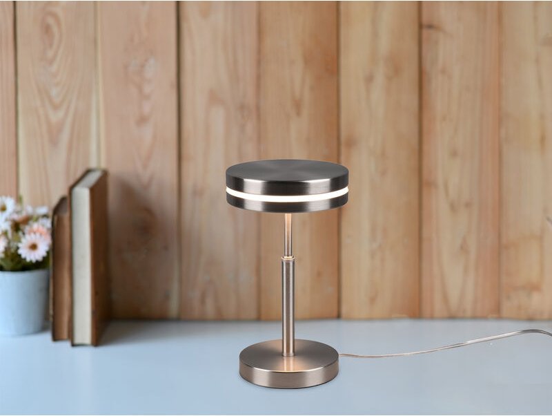 Trio - Kleine led Tischleuchte franklin rund Silber, Höhe 25cm