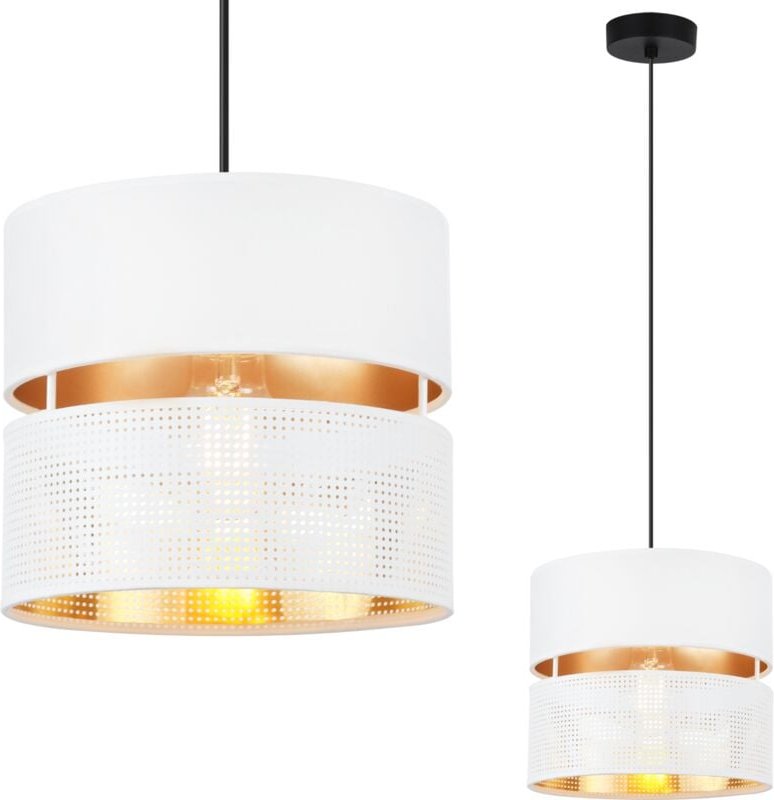 Asti Duo Hängelampe Schwarz 1 Flach Weissgold Lampenschirm Ts 20cm