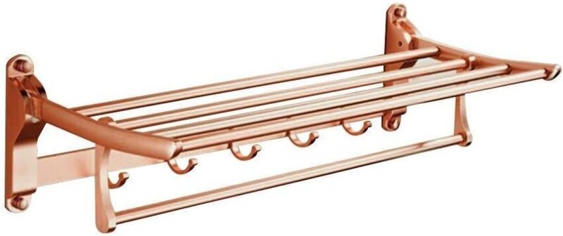 60 cm breite, wandmontierte Handtuchstange aus Aluminium mit Haken, multifunktionales Regal für Küche/Badezimmer