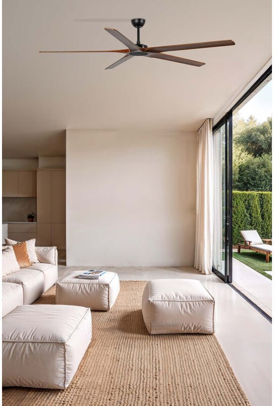 Faro Bigwood XXL 5-Flügel-Deckenventilator Mattschwarz, Walnuss Tuya Smart System