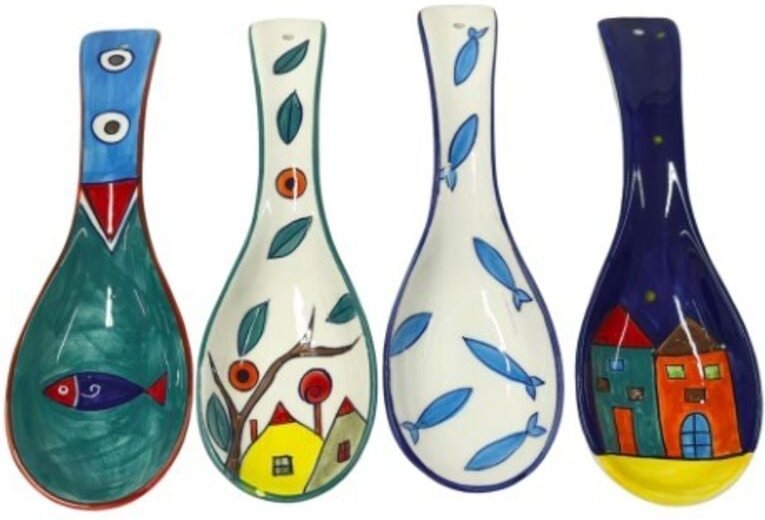 Keramik-Löffelablage, Küchenutensilienhalter, 4er-Set, elegantes Design, ideal zum Kochen