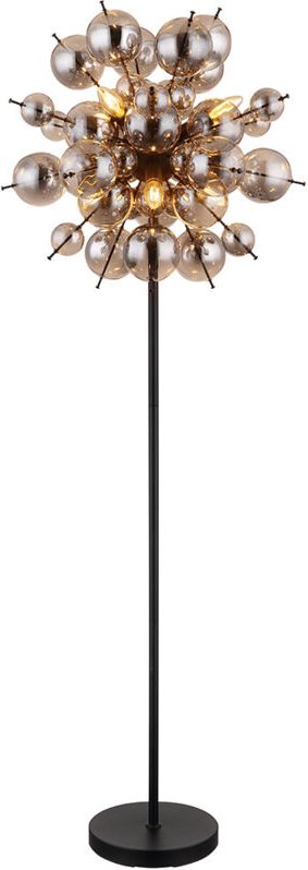 Stehleuchte Standlampe Wohnzimmerleuchte Beistelllampe Stehlampe Schlafzimmerleuchte mit 48 Glaskugeln rauchfarben, 6x E...