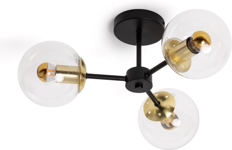 Efectoled - Deckenleuchte Metall und Glas Wassily Gold 3 Strahler Schwarz