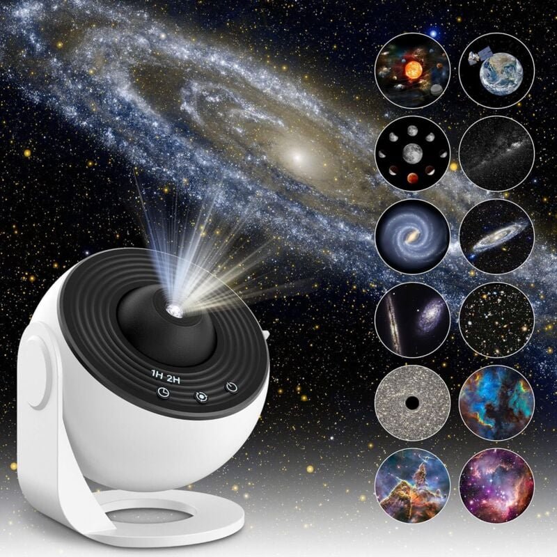 Thumbnail - Realistisches Sternenhimmel-Nachtlicht mit 12 Filmscheiben, Planetarium-Sternprojektor, Neon, geeignet für Kinderzimmer,...