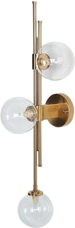 Wandleuchte Gold Metall mit 3 Schirmen Glas Transparent Kugelförmig 3-Flammig Modernes Design Deckenleuchte Wohnzimmer S...