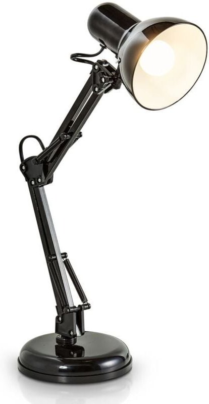 Schreibtischlampe - mit Stecker, Schalter, schwenkbar, E14, schwarz