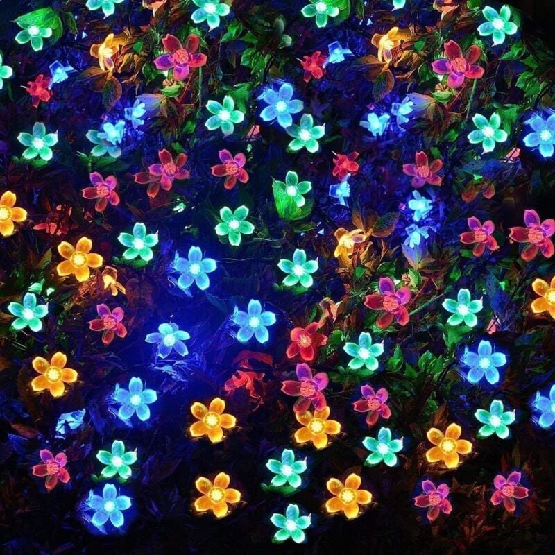 Lichterkette für den Außenbereich, solarbetrieben, mehrfarbig, led, wasserdicht, Batterie, Guinguette, 7 m, 50 LEDs, 2 M...