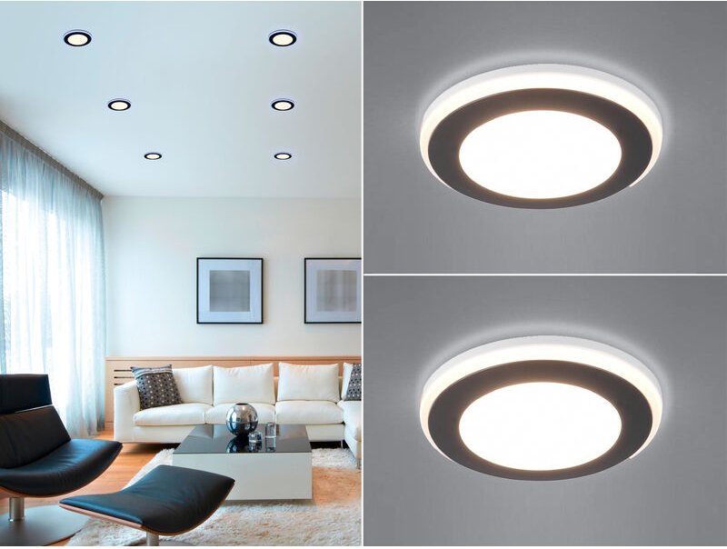 Runder led Deckeneinbaustrahler 2er Set Schwarz matt ø 8,2cm