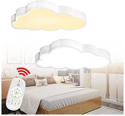Deckenleuchte Wolke Kinderzimmerlampe 48W Cartoon Kinderzimmer Lampe Wolken mit Fernbedienung für Kinder Mädchen Baby - ...