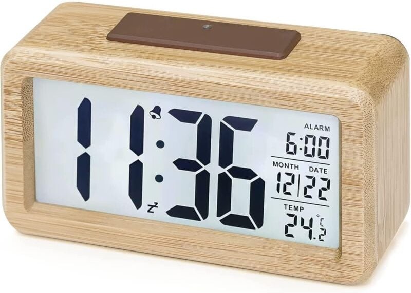 Digitaler Wecker, LCD-Digitaluhr mit Datumsanzeige, Temperatur, Schlummerfunktion, batteriebetriebene Digitaluhr