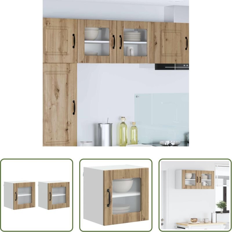 vidaXL Küchenmöbel Holz - Küchenschrank 2 pcs Artisan-Eiche 40 x 31 x 40 cm Holzwerkstoff