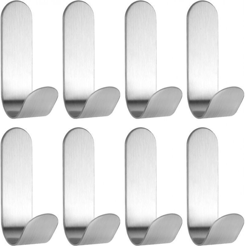 8-teiliges Set selbstklebender Wandhaken aus Edelstahl, vielseitig einsetzbar in Küchen, Badezimmern, Wohnzimmern, Toile...