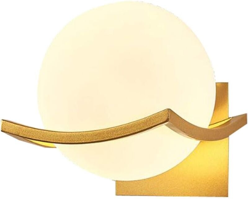 Runde Glaswandlampe im nordischen Stil, moderne minimalistische LED-Nachttischlampe mit goldenem Hintergrund, ideal für ...